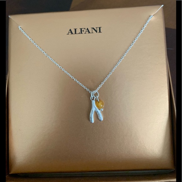 Alfani Jewelry - Alfani wishbone necklace, silver plated.